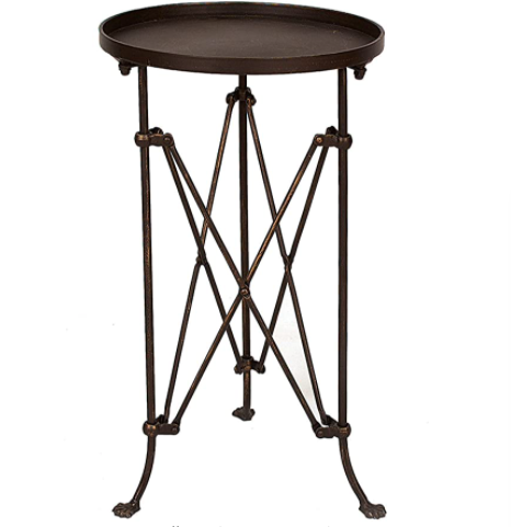 Round metal accent table