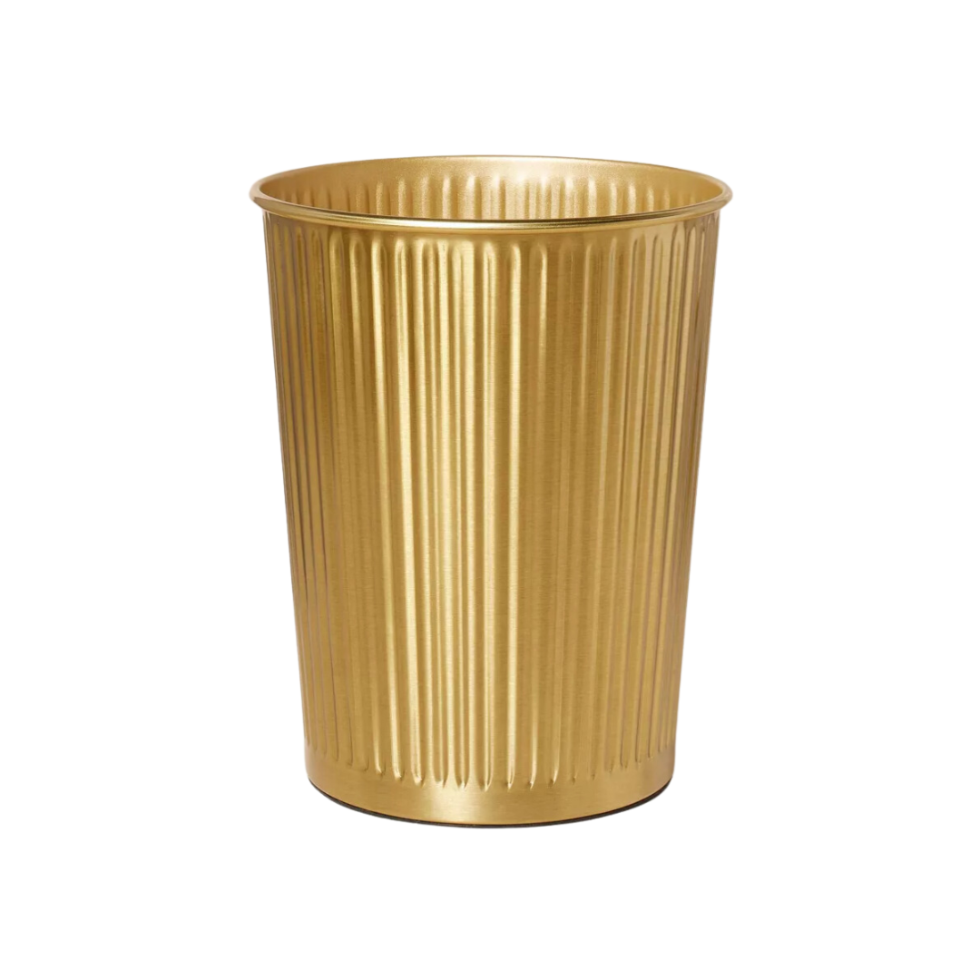 Fluted Brass Waste Basket