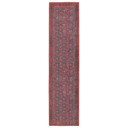 Dark Red & Blue Runner Rug