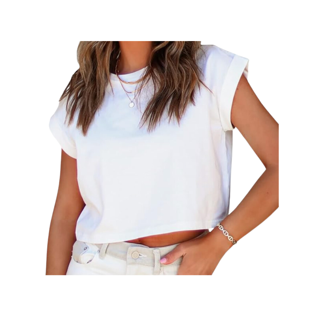 White Cropped Tee